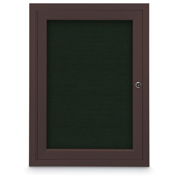 24"x36" 1-Door Enclosed Outdoor Letterboard, Header, Green Felt/Bronze